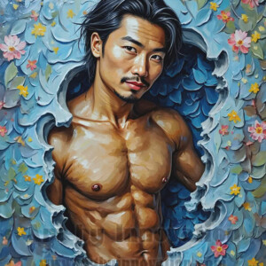 Art imitating life — and life imitating art. This AI-generated abstract concept collection features handsome men breaking the fourth wall of the canvas itself, emerging from classic oil paintings as their faces and forms come alive while their bodies remain painted on the wall. A profound meditation on the connection between creative expression and human experience — and a stunning visual achievement. Created using AI, edited in Photoshop, by © Jeff Dupler | Art by Innovation | https://www.artbyinnovation.com