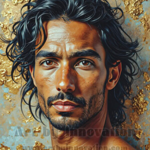 Art imitating life — and life imitating art. This AI-generated abstract concept collection features handsome men breaking the fourth wall of the canvas itself, emerging from classic oil paintings as their faces and forms come alive while their bodies remain painted on the wall. A profound meditation on the connection between creative expression and human experience — and a stunning visual achievement. Created using AI, edited in Photoshop, by © Jeff Dupler | Art by Innovation | https://www.artbyinnovation.com