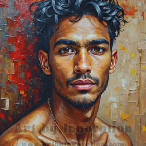 Art imitating life — and life imitating art. This AI-generated abstract concept collection features handsome men breaking the fourth wall of the canvas itself, emerging from classic oil paintings as their faces and forms come alive while their bodies remain painted on the wall. A profound meditation on the connection between creative expression and human experience — and a stunning visual achievement. Created using AI, edited in Photoshop, by © Jeff Dupler | Art by Innovation | https://www.artbyinnovation.com