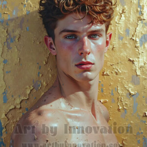 Art imitating life — and life imitating art. This AI-generated abstract concept collection features handsome men breaking the fourth wall of the canvas itself, emerging from classic oil paintings as their faces and forms come alive while their bodies remain painted on the wall. A profound meditation on the connection between creative expression and human experience — and a stunning visual achievement. Created using AI, edited in Photoshop, by © Jeff Dupler | Art by Innovation | https://www.artbyinnovation.com
