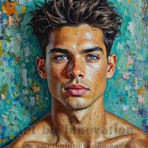 Art imitating life — and life imitating art. This AI-generated abstract concept collection features handsome men breaking the fourth wall of the canvas itself, emerging from classic oil paintings as their faces and forms come alive while their bodies remain painted on the wall. A profound meditation on the connection between creative expression and human experience — and a stunning visual achievement. Created using AI, edited in Photoshop, by © Jeff Dupler | Art by Innovation | https://www.artbyinnovation.com