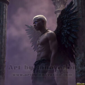 In this gallery, AI-generated dark angels handsome fallen angels with massive black and silver wings in gothic atmospheric settings. UHD digital art collection.