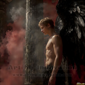 In this gallery, AI-generated dark angels handsome fallen angels with massive black and silver wings in gothic atmospheric settings. UHD digital art collection.