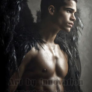 In this gallery, AI-generated dark angels handsome fallen angels with massive black and silver wings in gothic atmospheric settings. UHD digital art collection.