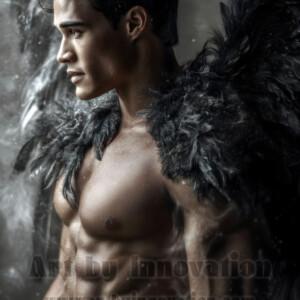 In this gallery, AI-generated dark angels handsome fallen angels with massive black and silver wings in gothic atmospheric settings. UHD digital art collection.