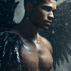 In this gallery, AI-generated dark angels handsome fallen angels with massive black and silver wings in gothic atmospheric settings. UHD digital art collection.