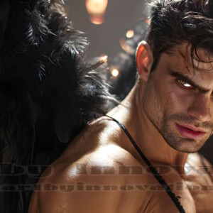 In this gallery, AI-generated dark angels handsome fallen angels with massive black and silver wings in gothic atmospheric settings. UHD digital art collection.