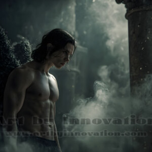 In this gallery, AI-generated dark angels handsome fallen angels with massive black and silver wings in gothic atmospheric settings. UHD digital art collection.