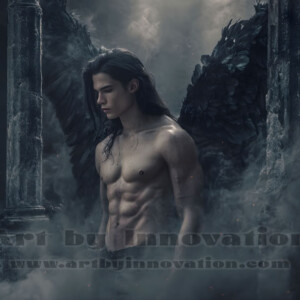 In this gallery, AI-generated dark angels handsome fallen angels with massive black and silver wings in gothic atmospheric settings. UHD digital art collection.
