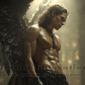 In this gallery, AI-generated dark angels handsome fallen angels with massive black and silver wings in gothic atmospheric settings. UHD digital art collection.