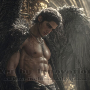 In this gallery, AI-generated dark angels handsome fallen angels with massive black and silver wings in gothic atmospheric settings. UHD digital art collection.