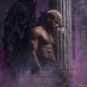In this gallery, AI-generated dark angels handsome fallen angels with massive black and silver wings in gothic atmospheric settings. UHD digital art collection.