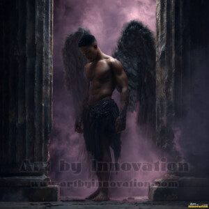 In this gallery, AI-generated dark angels handsome fallen angels with massive black and silver wings in gothic atmospheric settings. UHD digital art collection.