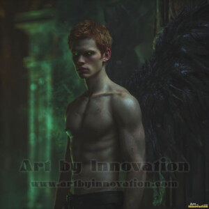 In this gallery, AI-generated dark angels handsome fallen angels with massive black and silver wings in gothic atmospheric settings. UHD digital art collection.