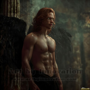 In this gallery, AI-generated dark angels handsome fallen angels with massive black and silver wings in gothic atmospheric settings. UHD digital art collection.