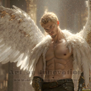 In this gallery, AI-generated dark angels handsome fallen angels with massive black and silver wings in gothic atmospheric settings. UHD digital art collection.