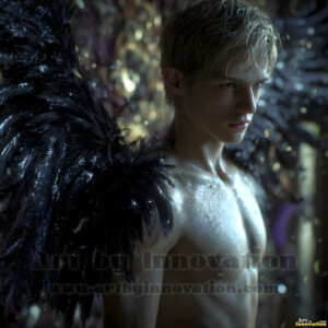 In this gallery, AI-generated dark angels handsome fallen angels with massive black and silver wings in gothic atmospheric settings. UHD digital art collection.
