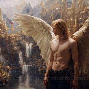 In this gallery, AI-generated dark angels handsome fallen angels with massive black and silver wings in gothic atmospheric settings. UHD digital art collection.