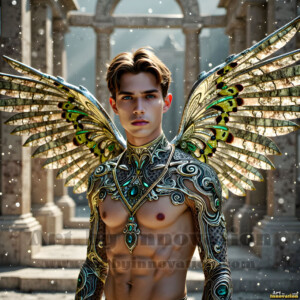 In this gallery, AI-generated dark angels — handsome fallen angels with massive black and silver wings in gothic atmospheric settings. UHD digital art collection.