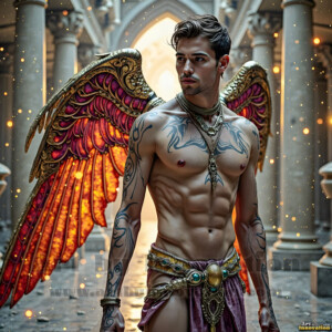 In this gallery, AI-generated dark angels handsome fallen angels with massive black and silver wings in gothic atmospheric settings. UHD digital art collection.