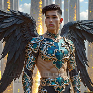 In this gallery, AI-generated dark angels handsome fallen angels with massive black and silver wings in gothic atmospheric settings. UHD digital art collection.