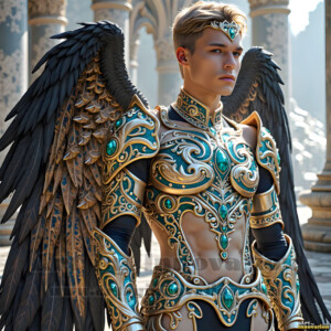 In this gallery, AI-generated dark angels — handsome fallen angels with massive black and silver wings in gothic atmospheric settings. UHD digital art collection.