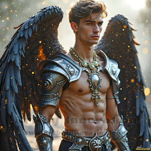 In this gallery, AI-generated dark angels handsome fallen angels with massive black and silver wings in gothic atmospheric settings. UHD digital art collection.