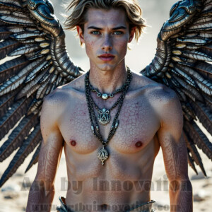 In this gallery, AI-generated dark angels handsome fallen angels with massive black and silver wings in gothic atmospheric settings. UHD digital art collection.