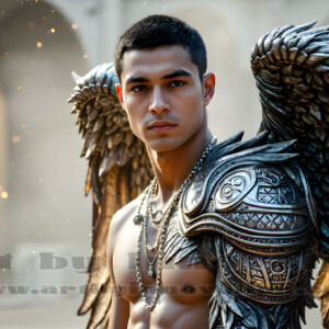 In this gallery, AI-generated dark angels handsome fallen angels with massive black and silver wings in gothic atmospheric settings. UHD digital art collection.