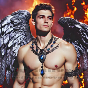In this gallery, AI-generated dark angels handsome fallen angels with massive black and silver wings in gothic atmospheric settings. UHD digital art collection.
