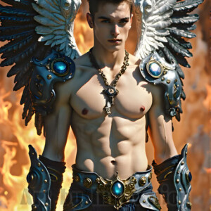In this gallery, AI-generated dark angels handsome fallen angels with massive black and silver wings in gothic atmospheric settings. UHD digital art collection.