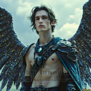 In this gallery, AI-generated dark angels handsome fallen angels with massive black and silver wings in gothic atmospheric settings. UHD digital art collection.