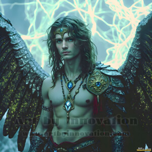 In this gallery, AI-generated dark angels handsome fallen angels with massive black and silver wings in gothic atmospheric settings. UHD digital art collection.