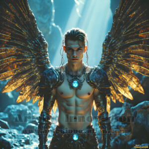 In this gallery, AI-generated dark angels handsome fallen angels with massive black and silver wings in gothic atmospheric settings. UHD digital art collection.