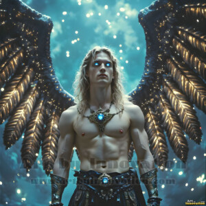 In this gallery, AI-generated dark angels handsome fallen angels with massive black and silver wings in gothic atmospheric settings. UHD digital art collection.