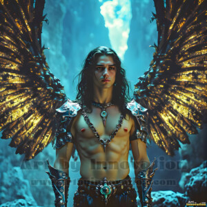 In this gallery, AI-generated dark angels handsome fallen angels with massive black and silver wings in gothic atmospheric settings. UHD digital art collection.