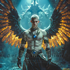 In this gallery, AI-generated dark angels handsome fallen angels with massive black and silver wings in gothic atmospheric settings. UHD digital art collection.