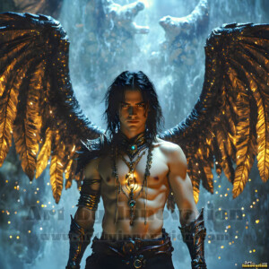 In this gallery, AI-generated dark angels handsome fallen angels with massive black and silver wings in gothic atmospheric settings. UHD digital art collection.