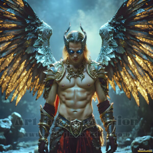 In this gallery, AI-generated dark angels handsome fallen angels with massive black and silver wings in gothic atmospheric settings. UHD digital art collection.