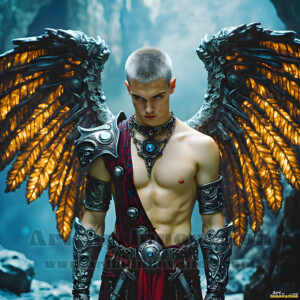 In this gallery, AI-generated dark angels handsome fallen angels with massive black and silver wings in gothic atmospheric settings. UHD digital art collection.