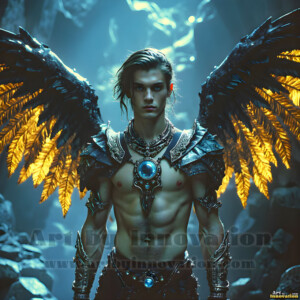 In this gallery, AI-generated dark angels handsome fallen angels with massive black and silver wings in gothic atmospheric settings. UHD digital art collection.