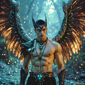 In this gallery, AI-generated dark angels handsome fallen angels with massive black and silver wings in gothic atmospheric settings. UHD digital art collection.