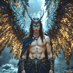 In this gallery, AI-generated dark angels handsome fallen angels with massive black and silver wings in gothic atmospheric settings. UHD digital art collection.