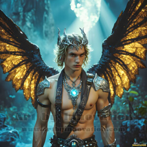 In this gallery, AI-generated dark angels handsome fallen angels with massive black and silver wings in gothic atmospheric settings. UHD digital art collection.