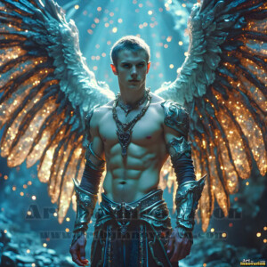 In this gallery, AI-generated dark angels handsome fallen angels with massive black and silver wings in gothic atmospheric settings. UHD digital art collection.