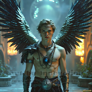 In this gallery, AI-generated dark angels handsome fallen angels with massive black and silver wings in gothic atmospheric settings. UHD digital art collection.