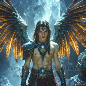 In this gallery, AI-generated dark angels handsome fallen angels with massive black and silver wings in gothic atmospheric settings. UHD digital art collection.