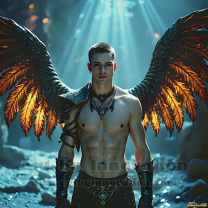 In this gallery, AI-generated dark angels handsome fallen angels with massive black and silver wings in gothic atmospheric settings. UHD digital art collection.