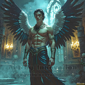 In this gallery, AI-generated dark angels handsome fallen angels with massive black and silver wings in gothic atmospheric settings. UHD digital art collection.