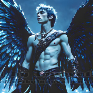 In this gallery, AI-generated dark angels handsome fallen angels with massive black and silver wings in gothic atmospheric settings. UHD digital art collection.